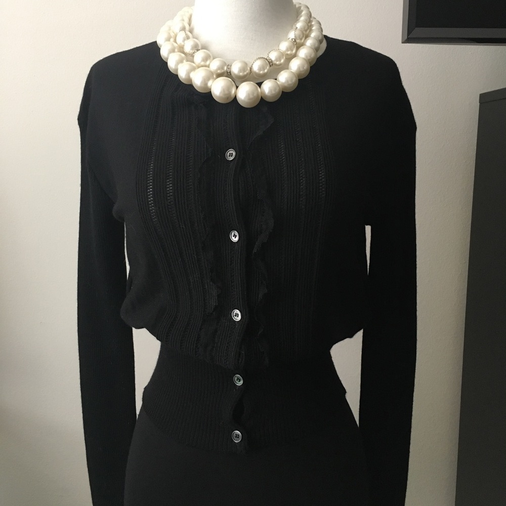 Valentino Roma Black 100% Wool Cardigan XS